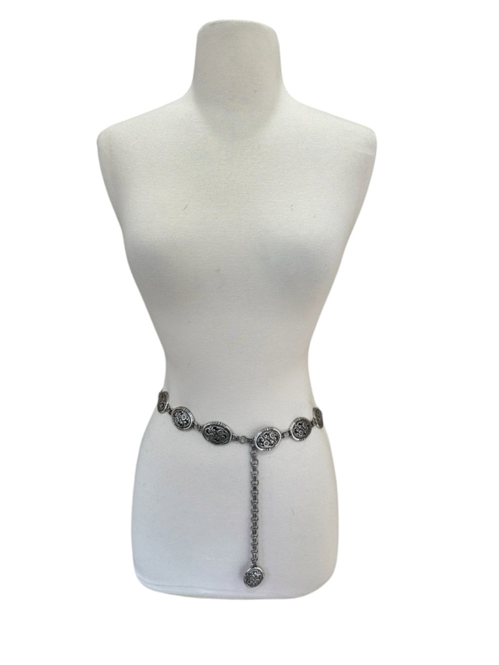 Chico's Metal Oval Floral Link Adjustable Belt